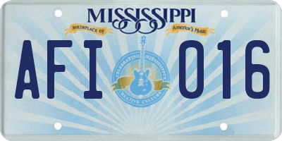 MS license plate AFI016