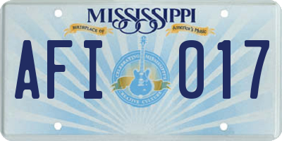 MS license plate AFI017