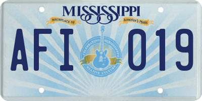 MS license plate AFI019