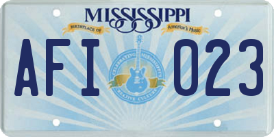 MS license plate AFI023