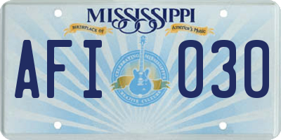 MS license plate AFI030