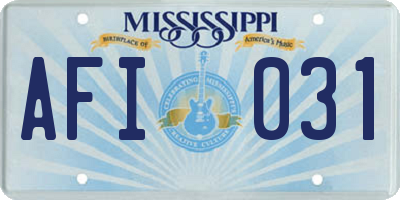 MS license plate AFI031
