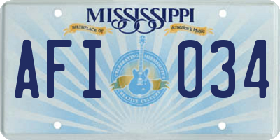 MS license plate AFI034