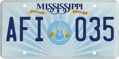 MS license plate AFI035