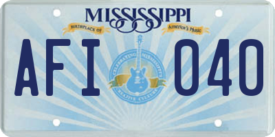 MS license plate AFI040