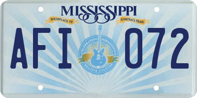 MS license plate AFI072