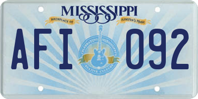 MS license plate AFI092