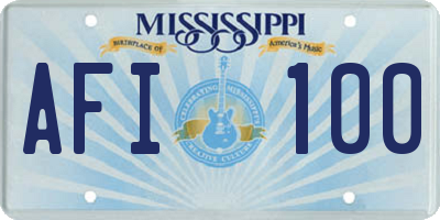 MS license plate AFI100