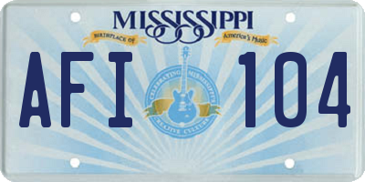 MS license plate AFI104