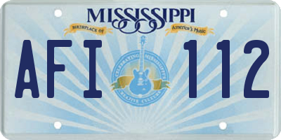 MS license plate AFI112