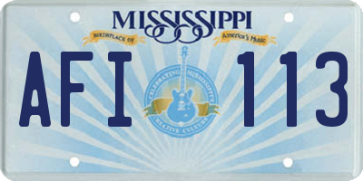 MS license plate AFI113