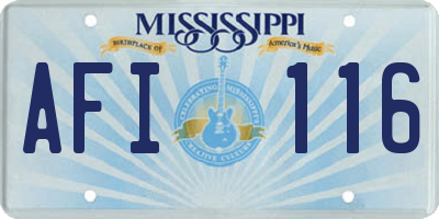 MS license plate AFI116