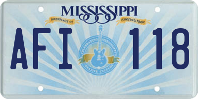 MS license plate AFI118