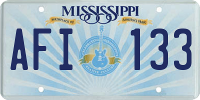 MS license plate AFI133