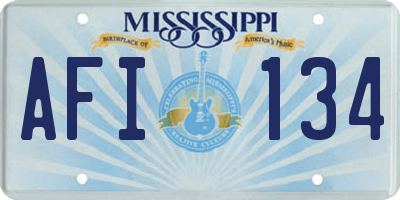 MS license plate AFI134