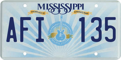 MS license plate AFI135
