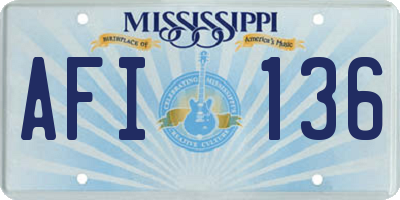 MS license plate AFI136