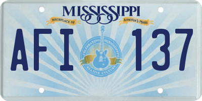 MS license plate AFI137