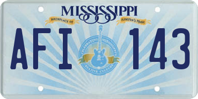 MS license plate AFI143