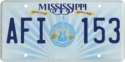 MS license plate AFI153