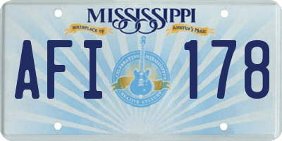 MS license plate AFI178