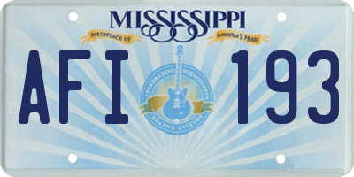 MS license plate AFI193