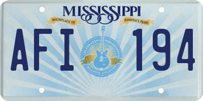 MS license plate AFI194