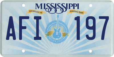 MS license plate AFI197