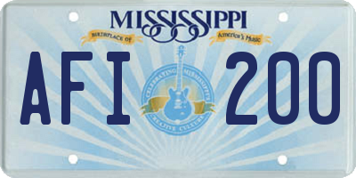MS license plate AFI200