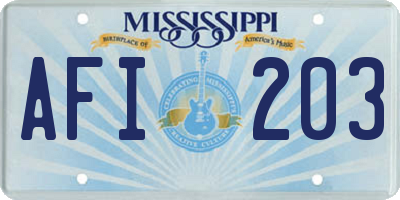 MS license plate AFI203