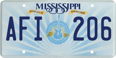 MS license plate AFI206