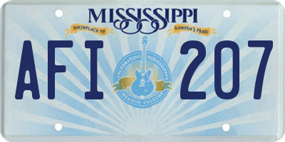 MS license plate AFI207