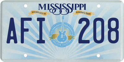 MS license plate AFI208