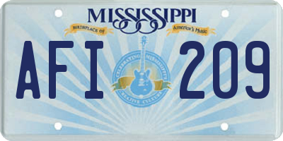 MS license plate AFI209