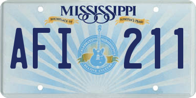 MS license plate AFI211
