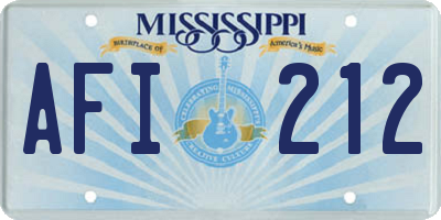 MS license plate AFI212
