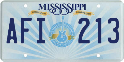 MS license plate AFI213