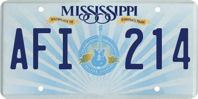 MS license plate AFI214