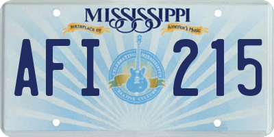 MS license plate AFI215