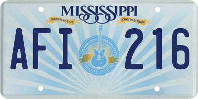MS license plate AFI216