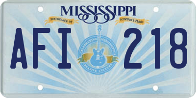 MS license plate AFI218