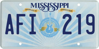 MS license plate AFI219