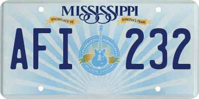 MS license plate AFI232