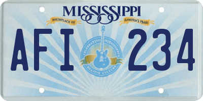 MS license plate AFI234