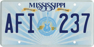 MS license plate AFI237