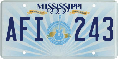 MS license plate AFI243