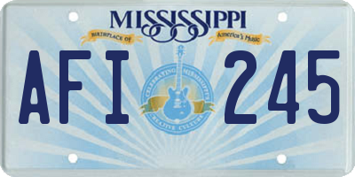 MS license plate AFI245