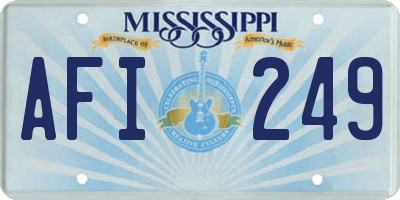 MS license plate AFI249