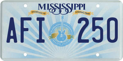 MS license plate AFI250