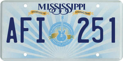 MS license plate AFI251